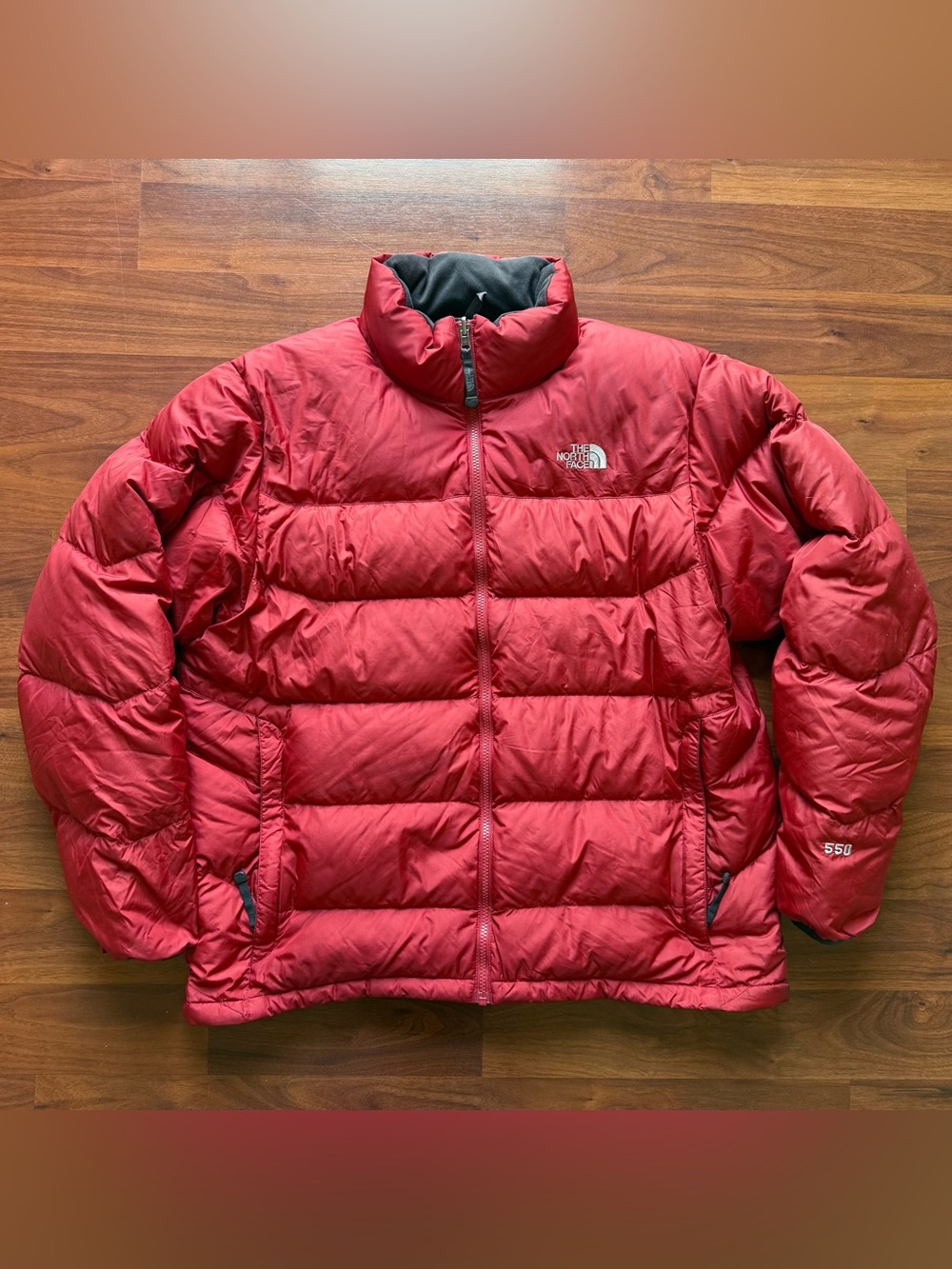 The North Face 550 red down puffer zip up jacket XL winter coat